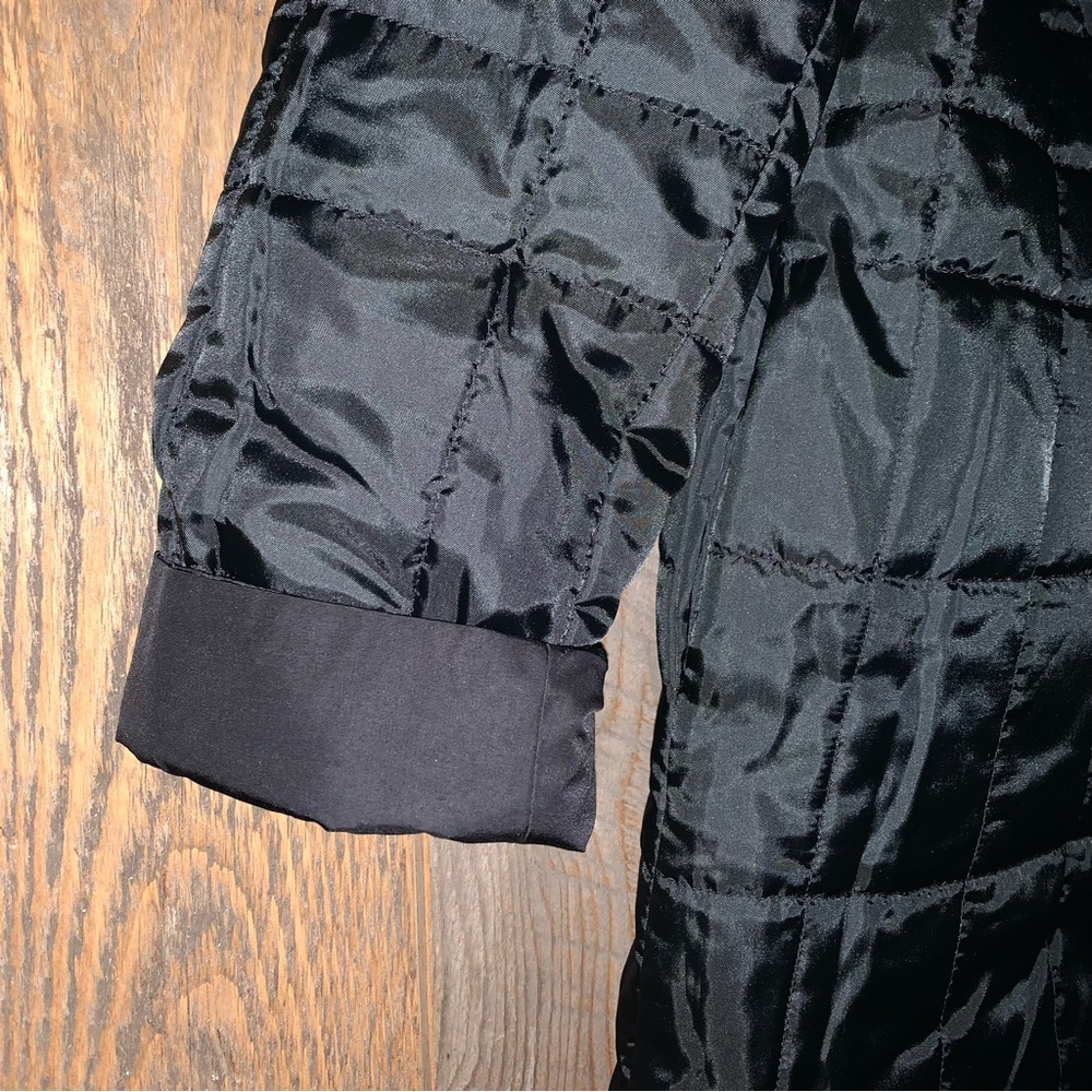 Women’s S Designer GUY LAROCHE STUDIO Black Quilted Reversible Snap Down Coat EC - Picture 5 of 16